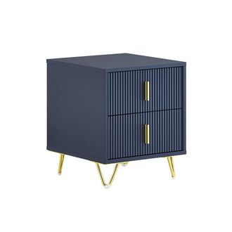 SoBuy Mesilla de noche con dos cajones azul 40x40x47cm moderno