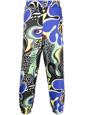 Moschino graphic-print track pants - men - Cotton/Polyester - 48 - Black