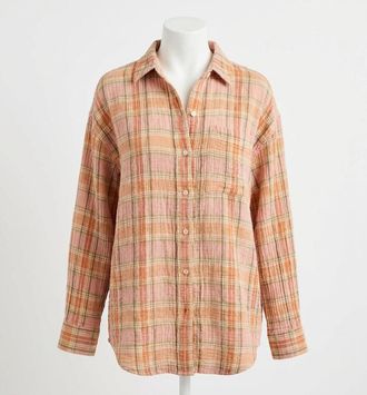 Faherty Dune Cotton Gauze Relaxed Shirt In Tinted Rose