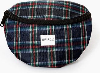 Spiral Womens Plaid Patterned Crescent Shape Fanny Pack - Navy Plaid - Size: ONE size