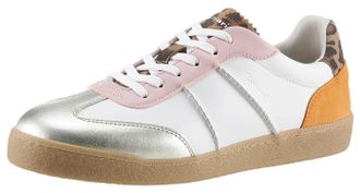 Tamaris Sneaker TAMARIS, Damen, Gr. 36, weiss (wei&szlig; kombiniert), Leder, unifarben mit Farbeins&auml;tzen, Schuhe Sneaker, Schn&uuml;rschuh, Halbschuh, Freizeitschuh, au