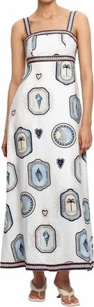 Kivari Alessia Maxi Dress In White/blue