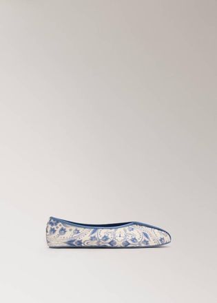 Mango Ballerine stampate raso bordi contrasto blu - Donna - 36 - MANGO