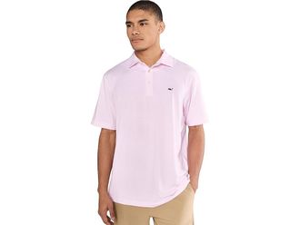 Vineyard Vines St. Jean Stripe Sankaty Polo Mens Clothing Stripe White/Hibiscus : 2XL, Spandex/Polyester