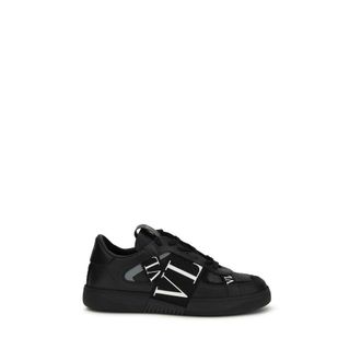 Valentino Garavani Black Calf Leather Bos Taurus Low Top Mens Sneakers