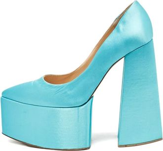 Georges Hobeika 160 mm satijnen pumps met plateauzool - Blauw