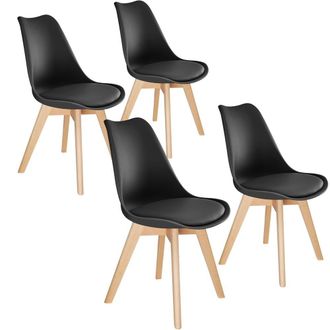 TecTake Dining Chair Set Frederikke Set Of 4 - Black | Size: 4 Pack