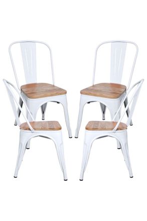 Regalos Miguel Regalos Miguel - Packs Sillas Comedor - Pack 4 Sillas Torix Madera Natural - Blanco