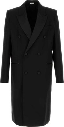 Alexander McQueen Wool Felt Double-breasted Coat - male - Alexander McQueen - Double-Breasted Coats - Black - XL - Coats