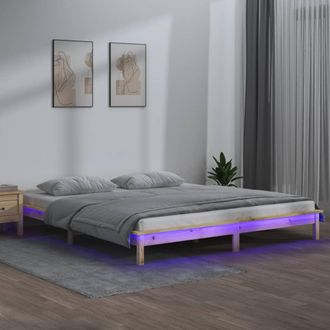vidaXL Estructura De Cama Con Led Super King Madera Maciza 180x200 Cm Vidaxl
