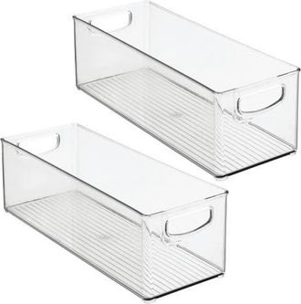 mDesign Plastic Stackable Pantry Bin with Handles, Set of 2, Clear, Made in USA at Nordstrom