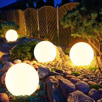 ETC Shop Set Di 4 Lampade Da Giardino A Luce Solare A Led Da Esterno A Forma Di Palla