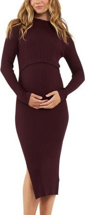 Ripe Nella Rib Nursing Dress in Maroon at Nordstrom, Size X-Small Au