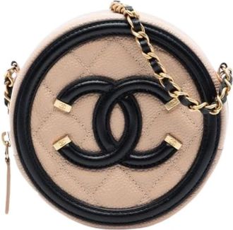 Chanel Pre-owned CC Filigree Cross Body Bag - Dames - Vintage Schoudertas - Beige - ONE Size - Leer - Vintage