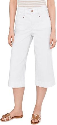NYDJ Petite Brigitte Wide Leg Capri Jeans Womens Clothing Optic White : 12P 21, Cotton/Denim/Elastane