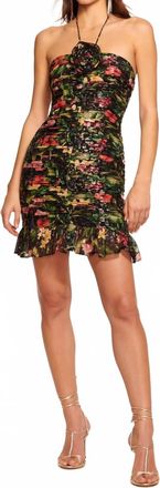 Ramy Brook Margret Ruched Ruffle Mini Dress In Midnight Floral