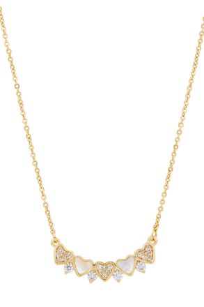 Savvy Cie Jewels BAR NECKLACE WITH CZ AND M. O.P. HEARTS