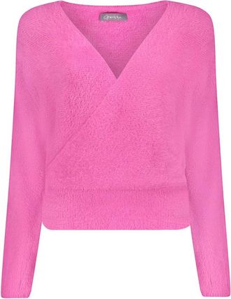 Geisha Cross Over Hairy Top - Dames - Truien - Roze - Maat: 2XL