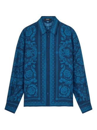 Versace Barocco-print buttoned shirt - Blue
