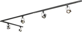 QAZQA Qazqa Industrial Sistema De Iluminaci&oacute;n De Riel Inteligente Negro Monof&aacute;sico Con 5 Gu10 Wifi - Iconic Suplux Aluminio /acero /pl&aacute;stico Alargada Adecua