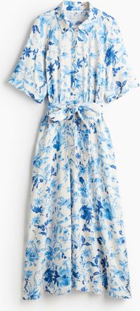 H&M Blusenkleid mit Bindeg&uuml;rtel - White