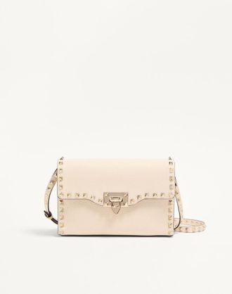 Valentino Garavani Small Rockstud Grainy Calfskin Crossbody Bag Wo