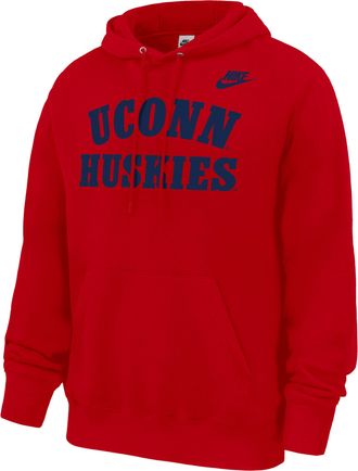 Nike Connecticut Huskies Club Nike Mens Football Fleece Pullover Hoodie in Red | M31233P394UCON-RED