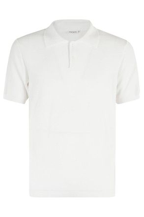 KANGRA White Cotton Terry Polo Shirt With Ribbed Trim