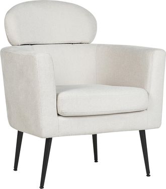 Beliani Beliani - Sill&oacute;n Con Reposacabezas Dise&ntilde;o Glamuroso Tapicer&iacute;a De Tela Patas Negras Blanco Crema Soby