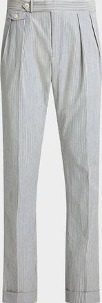 Polo Ralph Lauren Men & apos;s Pinstriped Cotton Seersucker Pleated Pants