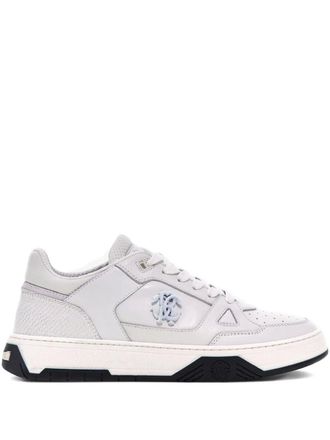 Roberto Cavalli embossed-logo trainers - men - Goat Skin/Elastodiene/Bos Taurus/Polyester - 45 - White