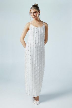 Coast Embellished Pearl And Beads Column Bridal Maxi Dress