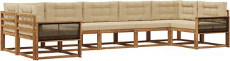 vidaXL Conjunto De Sof&aacute;s De Exterior 7 Uds. Natural Y Beige Vidaxl