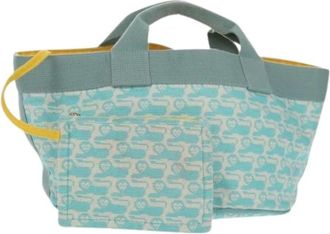 Herm&egrave;s Pre-owned Canvas Tote Bag - Dames - Vintage Shopper - Blauw - ONE Size - Vintage