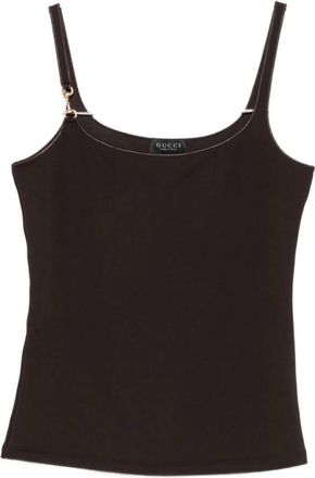 Gucci Tops, Dames, Bruin, XS, Viscose Crepe Jersey Top met Horsebit