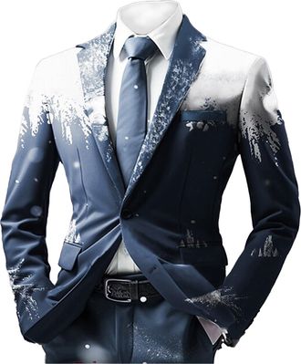 Generic Christmas Suits for Men UK Mens Christmas Blazer Jacket Red Blazer Men Jacket Christmastree Funny ChristmasFestive Slim Fit Leisure Party Outfit Festi