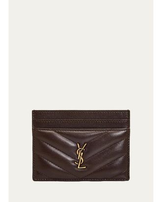 Saint Laurent Cassandre Logo Quilted Leather Card Case