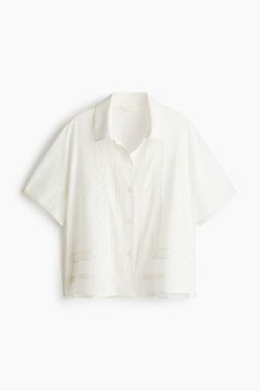 H&M Lace-trimmed Beach Shirt in White at Nordstrom, Size X-Small