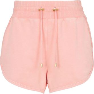 Balmain embroidered-logo cotton shorts - women - Cotton - S - Pink
