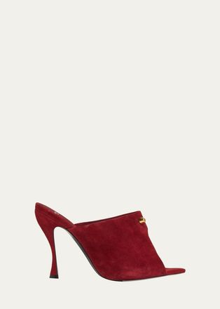 Balenciaga 95mm Suede Peep-Toe Mules