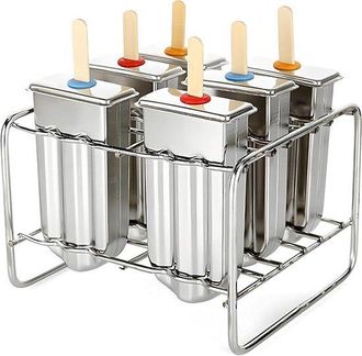 OEM Moldes De Hielo De Acero Inoxidable, 6 Piezas, 14,5 X 13 X 10 Cm, Reutilizables, Molde Para Hielo Casero, F&aacute;cil De Limpiar, Plateado