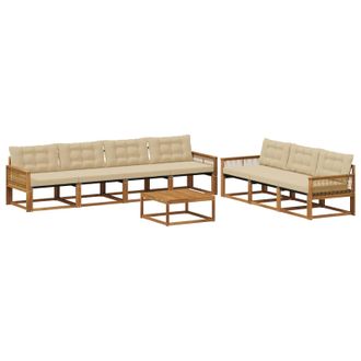 vidaXL Conjunto De Sof&aacute;s De Exterior Con Coj&iacute;n 8 Pcs Natural Y Beige Vidaxl