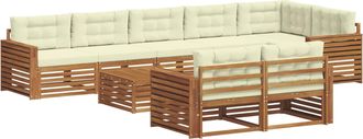 vidaXL Conjunto De Sof&aacute;s De Exterior 9 Uds. Natural Y Crema Vidaxl