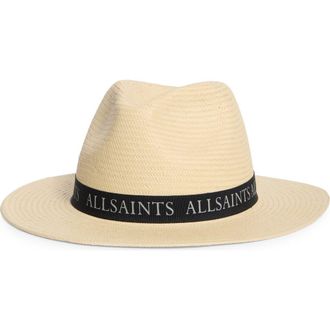 AllSaints Straw Fedora in Natural at Nordstrom Rack