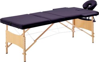 vidaXL Vidaxl Camilla De Masaje Plegable 3 Zonas Madera Morado
