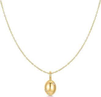 Ania Haie Cubic Zirconia Oval Pendant Necklace in Shiny Gold at Nordstrom