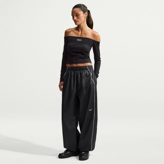 Nike Womens Nike Sportswear Loose High-Rise Track Pants in Black | IU2654-010