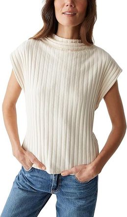Michael Stars Nara Mock Neck Top Womens Clothing Chalk : MD (US 6-8), Cotton/Spandex/Viscose