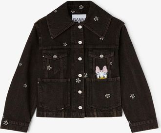 Ganni Brown Daisy Duck Denim Short Jacket - Size 34 Organic Cotton