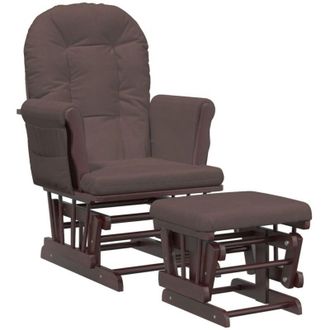 vidaXL Vidaxl - Poltrona Glider con Sgabello Marrone in Tessuto